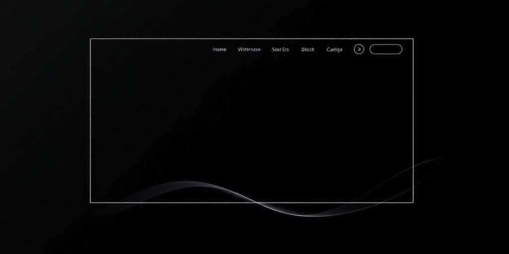 Minimalist website wireframe on dark background